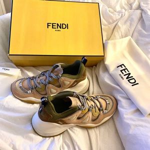 FENDI Suede Tech Jersey FFluid Sneakers Sz 39